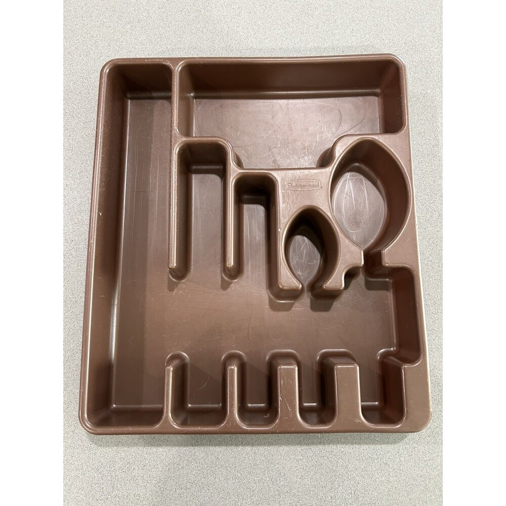 VTG Rubbermaid Silverware Flatware Utensil Cutlery Tray Chocolate Brown 2922